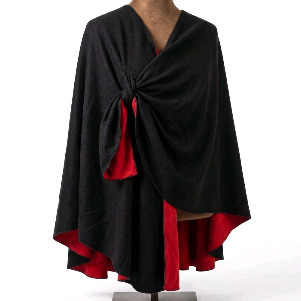 Rapti Fashion Cashmere Wrap Cape Reversible Red Black Women's One Size NWT